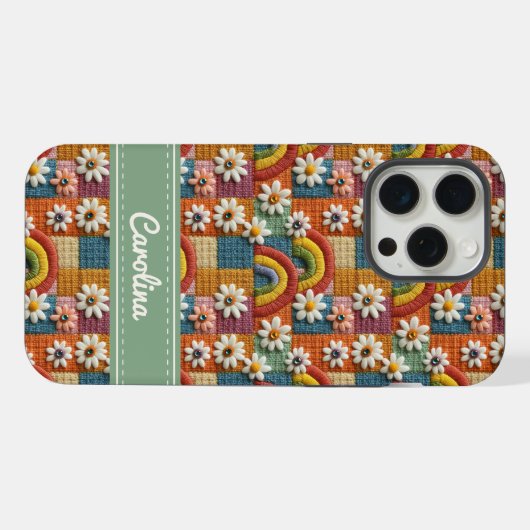 Personalized Embroidered Rainbow Phone Case iPhone Hoesje (Achterkant horizontaal)
