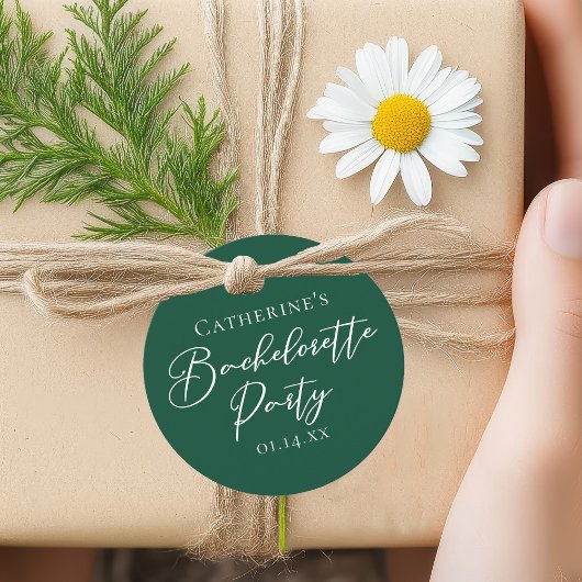 Personalized Emerald Green Bachelorette Party Bedankjes Labels