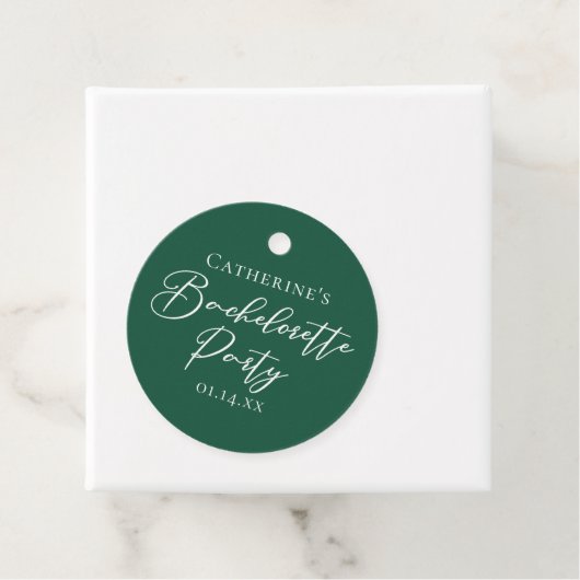 Personalized Emerald Green Bachelorette Party Bedankjes Labels (In situ)