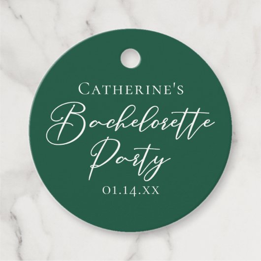 Personalized Emerald Green Bachelorette Party Bedankjes Labels (Voorkant)