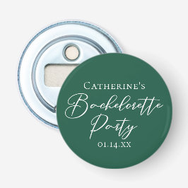Personalized Emerald Green Bachelorette Party Button Flesopener