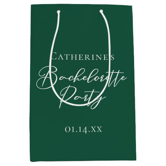 Personalized Emerald Green Bachelorette Party Medium Cadeauzakje (Voorkant)