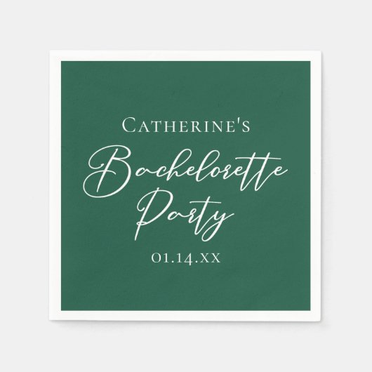Personalized Emerald Green Bachelorette Party Servet (Voorkant)