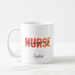 Personalized Emergency Nurse Bold Typography Koffiemok