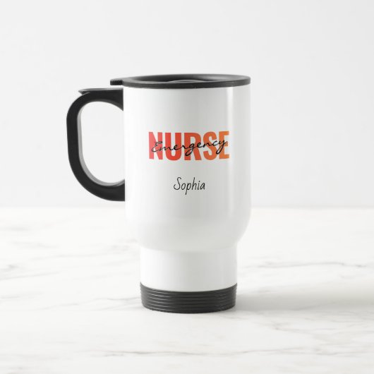 Personalized Emergency Nurse Bold Typography Reisbeker (Links)