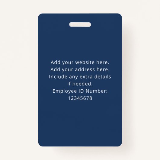 Personalized Employee Photo ID Company Security Badge (Achterkant)