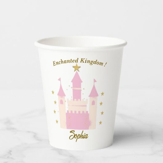 Personalized Enchanted Castle Glass | "Princess Pa Papieren Bekers (Voorkant)