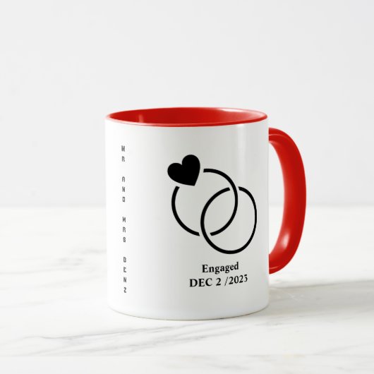 Personalized Engaged Couple Mug Mok (Voorkant rechts)