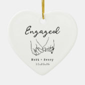 Personalized Engaged Line Art Custom Names Date Keramisch Ornament (Voorkant)