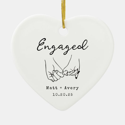 Personalized Engaged Line Art Custom Names Date Keramisch Ornament (Voorkant)