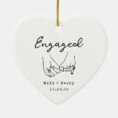 Personalized Engaged Line Art Custom Names Date Keramisch Ornament (Achterkant)