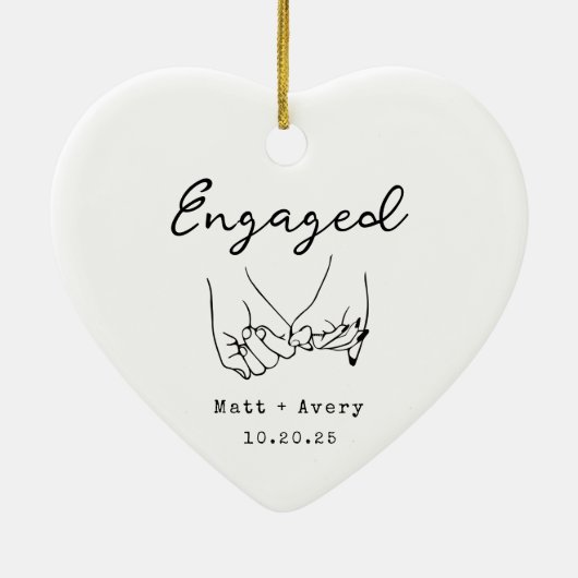 Personalized Engaged Line Art Custom Names Date Keramisch Ornament (Achterkant)