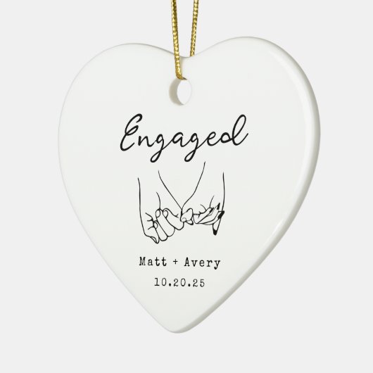 Personalized Engaged Line Art Custom Names Date Keramisch Ornament (Links)
