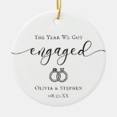 Personalized Engaged Line Art Custom Names Date Keramisch Ornament (Voorkant)