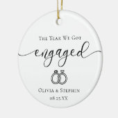Personalized Engaged Line Art Custom Names Date Keramisch Ornament (Links)