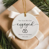Personalized Engaged Line Art Custom Names Date Keramisch Ornament