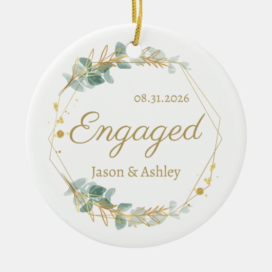 Personalized Engagement Gift Keepsake Keramisch Ornament (Voorkant)