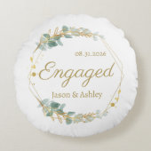 Personalized Engagement Gift Keepsake Rond Kussen (Voorkant)