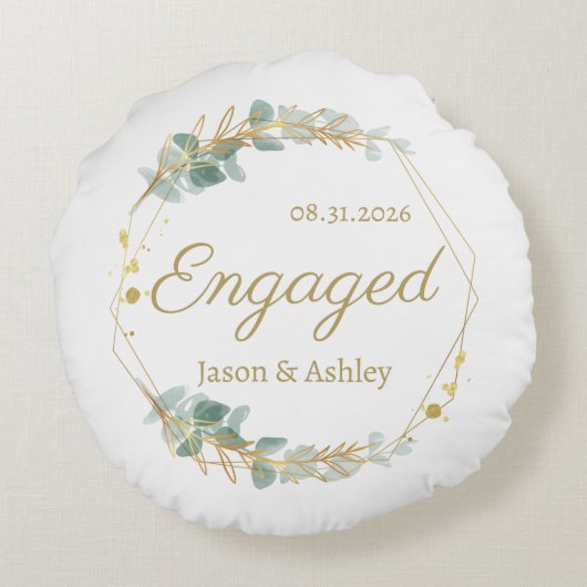 Personalized Engagement Gift Keepsake Rond Kussen (Achterkant)