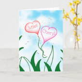 Personalized Entangled Hearts Valentine Card       Kaart (Gele Bloem)