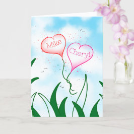 Personalized Entangled Hearts Valentine Card       Kaart