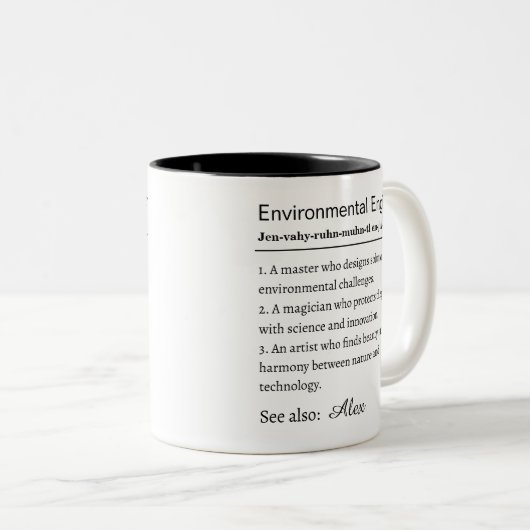 Personalized Environmental Engineer Definition Tweekleurige Koffiemok (Voorkant rechts)