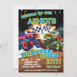 Personalized Epic Monster Truck Showdown Birthday Kaart