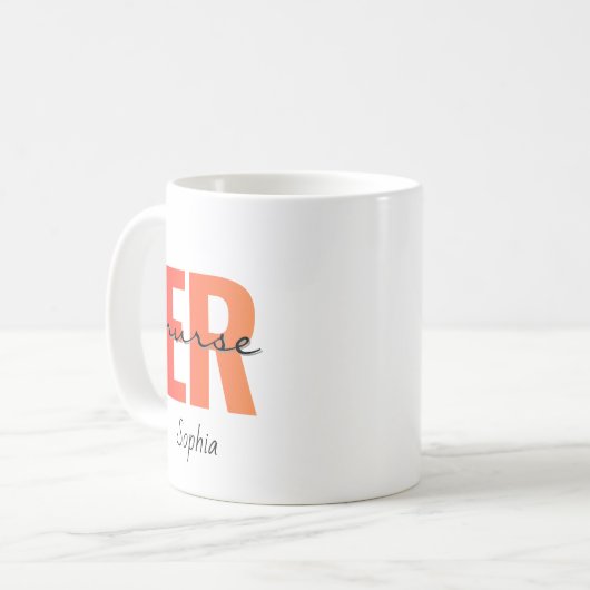 Personalized ER Nurse Bold Typography Koffiemok (Voorkant links)