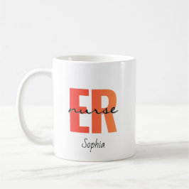 Personalized ER Nurse Bold Typography Koffiemok