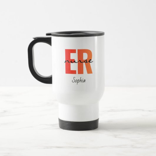 Personalized ER Nurse Bold Typography Reisbeker (Links)