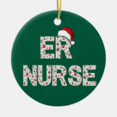 Personalized ER Nurse Christmas Gift Santa Trendy Keramisch Ornament (Voorkant)