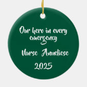 Personalized ER Nurse Christmas Gift Santa Trendy Keramisch Ornament (Achterkant)