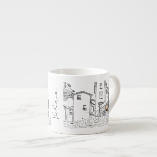 Personalized Espresso Cup with Cityscape Espresso Kop (Voorkant rechts)