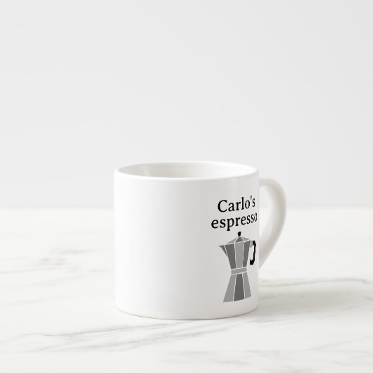 Personalized espresso cup with moka pot design espresso kop (Voorkant rechts)