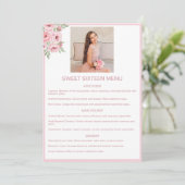 Personalized Event Menu with Photo and Pink (Staand voorkant)