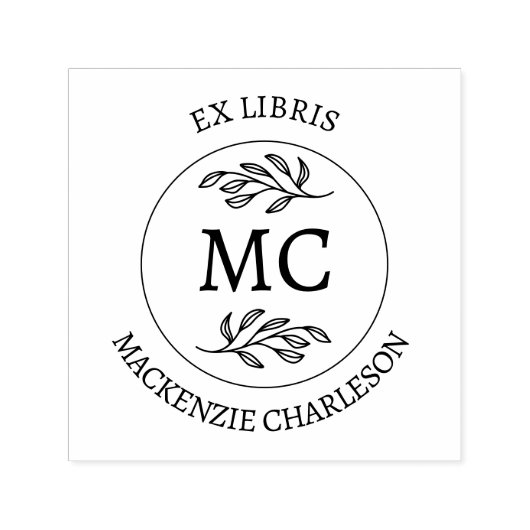 Personalized Ex Libris Library of Monogram Book Zelfinktende Stempel (Design)