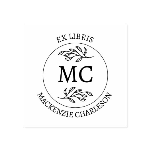 Personalized Ex Libris Monogram Book Rubberstempel (Afrduk)