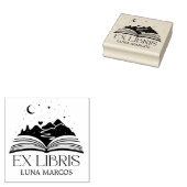 Personalized Ex Libris with a Book and Stars Heart Rubberstempel (Gestempeld)
