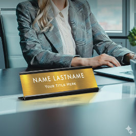 Personalized Executive Office Custom Gold Desk Bureau Naambordje