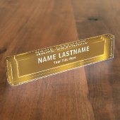 Personalized Executive Office Custom Gold Naambordje (Zijkant)