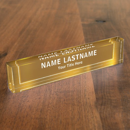Personalized Executive Office Custom Gold Naambordje (Zijkant)