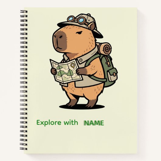 Personalized Explorer Capybara Notebook Notitieboek (Voorkant)