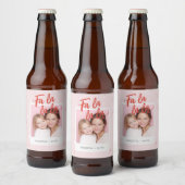 Personalized Fa La La La Pink Christmas Photo Bier Etiket (Flessen)