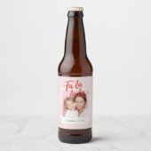 Personalized Fa La La La Pink Christmas Photo Bier Etiket (Voorkant)