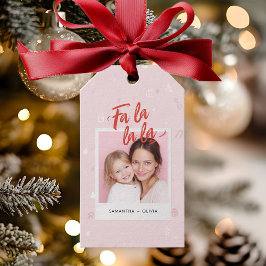 Personalized Fa La La La Pink Christmas Photo Cadeaulabel