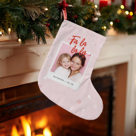 Personalized Fa La La La Pink Christmas Photo Grote Kerstsok