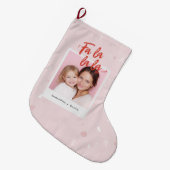 Personalized Fa La La La Pink Christmas Photo Grote Kerstsok (Voorkant (Hangend))