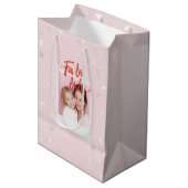 Personalized Fa La La La Pink Christmas Photo Medium Cadeauzakje (Voorkant Gekanteld)