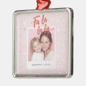 Personalized Fa La La La Pink Christmas Photo Metalen Ornament (Links)