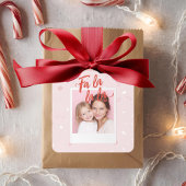Personalized Fa La La La Pink Christmas Photo Vierkante Sticker